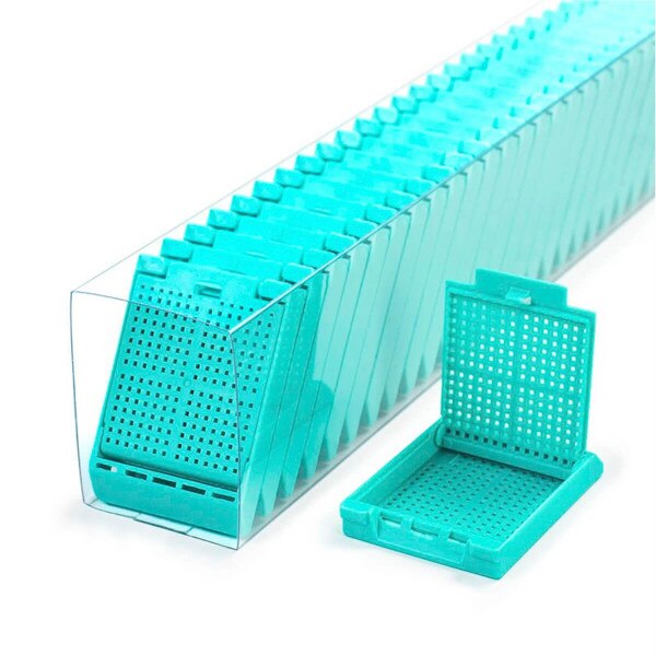 Hinged Biopsy Cassette, aqua